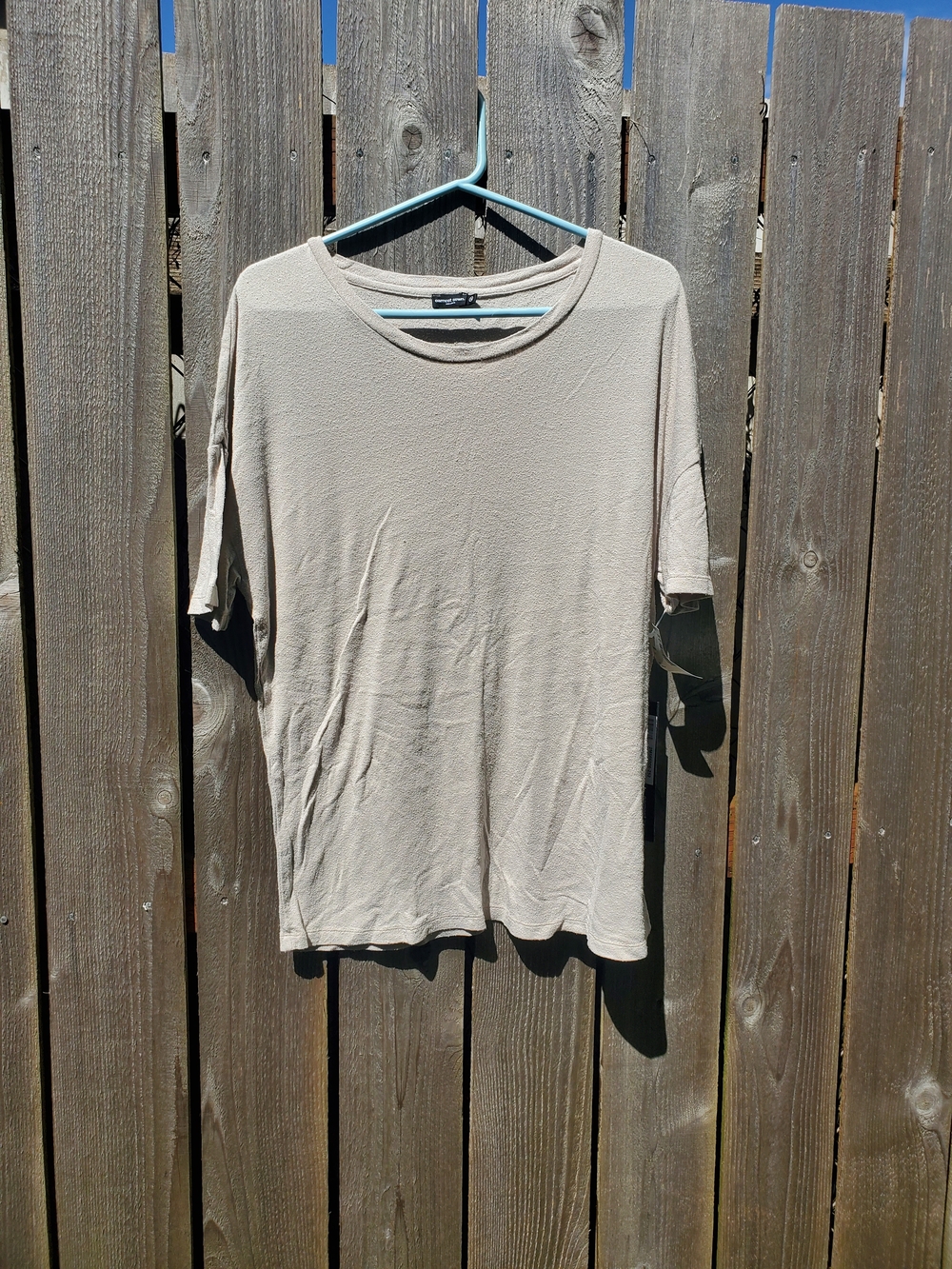 NWT Earnest Sewn New York 100% Silk Short Sleeve Beige Kelly T-Shirt Size M